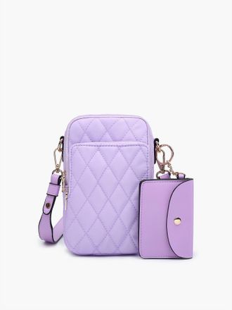 Jen & Co. Womens Parker Vegan Quilted Crossbody Bag In Lavender
