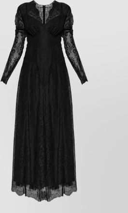 Dolce & Gabbana chantilly lace v-neck long-sleeve maxi dress
