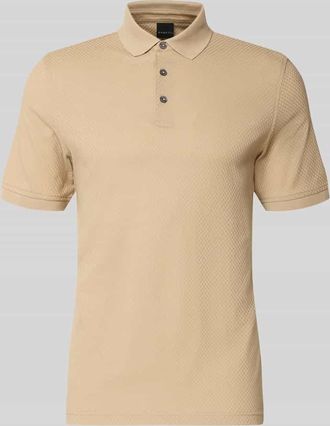 Bugatti Slim Fit Poloshirt mit Strukturmuster in Cognac, Gr&ouml;&szlig;e XXXL