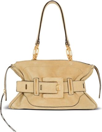 Balmain Suede Anthem Tas - Dames - Schoudertassen - Beige - ONE Size - Leer - Tassen
