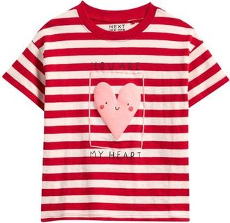 Next Kids Stripe Heart Cotton T-Shirt in Red at Nordstrom, Size 12-18M