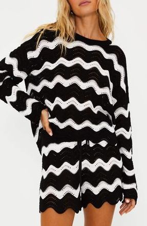 Beach Riot Beach Cover-Up Sweater in Black And White Tides at Nordstrom Rack, Size Large