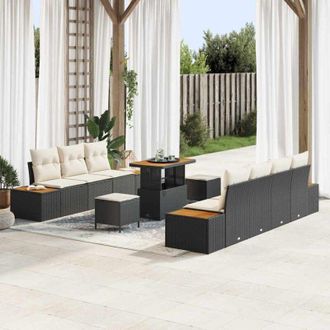 vidaXL Vidaxl - Conjunto De Sof&aacute; De Jard&iacute;n 10 Pcs Negro, Crema 90 X 55 X 71 Cm