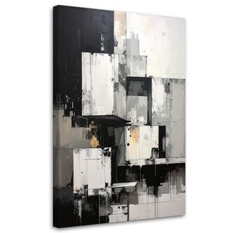 Feeby Cuadro En Lienzo, Abstracci&oacute;n Moderna En Blanco Y Negro, 80x120