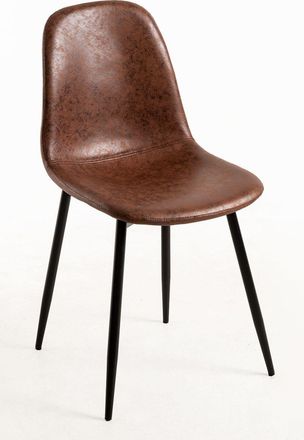 Regalos Miguel Sillas Comedor - Silla Black Teok Polipiel Vintage - Caf&eacute; Vintage