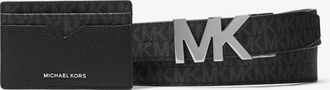Michael Kors Leather and Signature Logo Card Case and Belt Gift Set