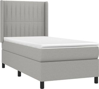 vidaXL Cama Box Spring Con Colch&oacute;n Tela Gris Claro 90x190 Cm Vidaxl