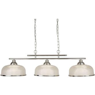 Searchlight Lampadario Rustico Bistrot Ii Acciaio Argento Vetro Trasparente 3 Luci E27