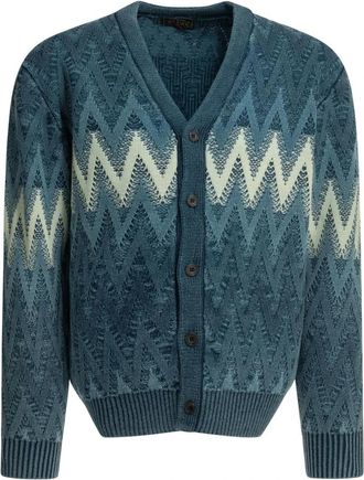 Beams Plus Geometric Pattern Knit Cardigan - Heren - Vesten - Veelkleurig - XL - Katoen - Truien & Vesten