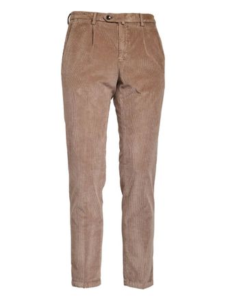 BRIGLIA 1949 pleated-front corduroy trousers - Brown