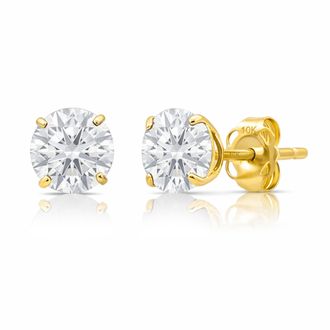 MAX + STONE 10k Yellow or White Gold 6mm Round Solitaire Gemstone Stud Earrings