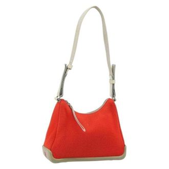 Prada Pre-owned Vintage Canvas Shoulder Bag - Dames - Pre-owned - Rood - Maat: ONE Size Leer