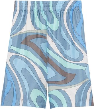 Pucci abstract-print Bermuda shorts - unisex - Silk - M - Blue