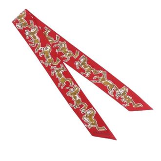 Herm&egrave;s Pre-owned Scarves, female, Red, Size: ONE SIZE Pre-owned Chevaux En Liberte Twilly Scarf