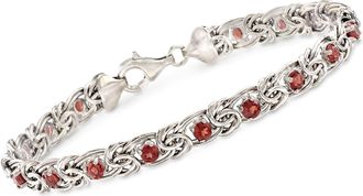 Ross-Simons Garnet Byzantine Bracelet in Sterling Silver