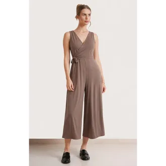 Nom Maternity Francesca Maternity & Nursing Cropped Jumpsuit in Mushroom at Nordstrom, Size X-Large