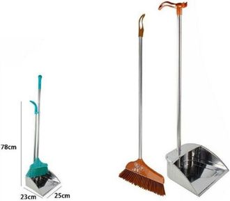Trade Shop Trade Shop - Recogedor Acero Aluminio 78 X 23 X 25 Cm + Escoba Limpieza Hogar Oficina 69549