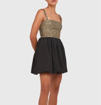 Amanda Uprichard Christine Dress In Black / Gold