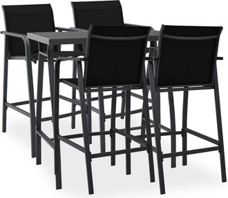 vidaXL Conjunto De Bar Para Jard&iacute;n 5 Piezas Negro Vidaxl