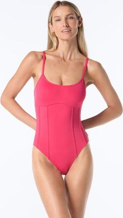 Vince Camuto Corset One-Piece Swimsuit in Geranium at Nordstrom, Size 10