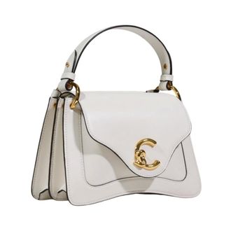 Coccinelle Handbags, female, White, Size: ONE SIZE Leather Handbag with Shoulder Strap and Inside Pocket
