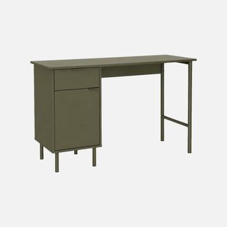 Sweeek Escritorio De Madera Y Metal Con 1 Caj&oacute;n Y 1 Puerta