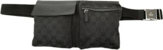 Gucci Pre-owned GG Canvas Double Pocket - Dames - Pre-owned - Zwart - Maat: ONE Size Leer