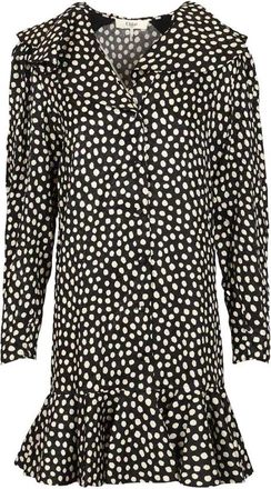 Chlo&eacute; Ruffled Polka-dot Silk-jacquard Mini Dress - Dames - Korte kleedjes - Zwart - S - Kleedjes