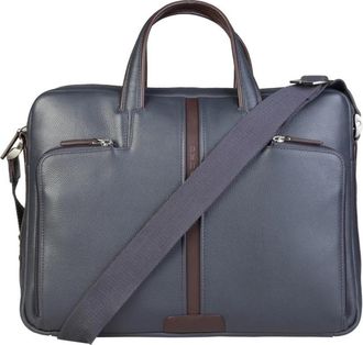 Piquadro Blauwe Laptop Tablet Tas met Soffietto - Heren - Handtassen - Blauw - ONE Size - Leer - Tassen