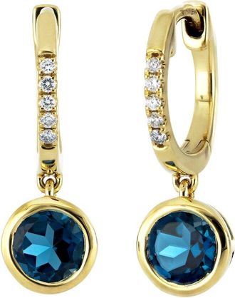 Bony Levy Iris 18K 1.55 Ct. Tw. Diamond & 2 London Blue Topaz Drop Earring