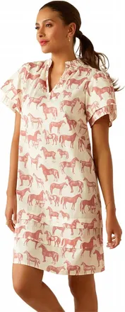 Ariat Country Iffley Ladies Midi Dress In Blushing Horse