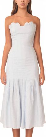 Azulu Elea Strapless Midi Dress In Ice Blue