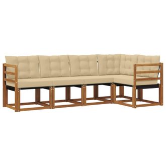 vidaXL Conjunto De Sof&aacute;s De Exterior Con Coj&iacute;n 5 Pcs Natural Y Beige Vidaxl
