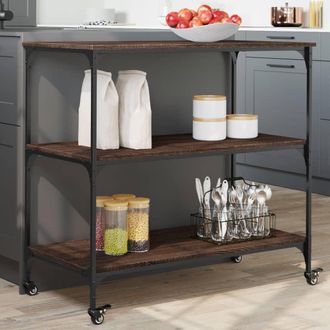 vidaXL Vidaxl - Carrito De Cocina Madera Ingenier&iacute;a Marr&oacute;n Roble 102x50x95 Cm