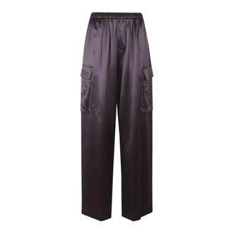 Frankie Shop Wide Trousers, female, Brown, Size: XL Delny Satin Cargo Pants