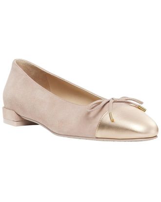 Stuart Weitzman Sleek Bow Suede Flat