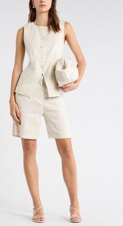 Nordstrom Collarless Cutaway Linen Blend Vest in Ivory Birch at Nordstrom Rack, Size Xx-Large