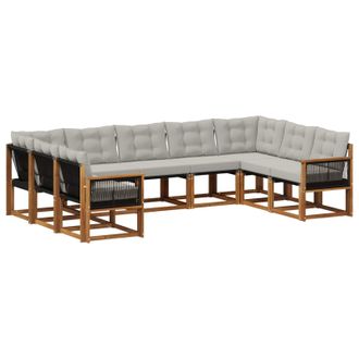 vidaXL Conjunto De Sof&aacute;s De Exterior 9 Pcs Natural Y Gris Claro Vidaxl