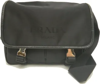 Prada Saffiano Nero Leather Shoulder Bag (Pre-Owned)