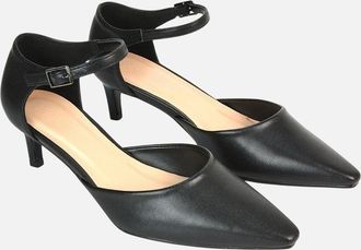 XY London Womens XY London Womens/Ladies Kacey Ankle Strap Kitten Heel Court Shoes - Black - Size: 4