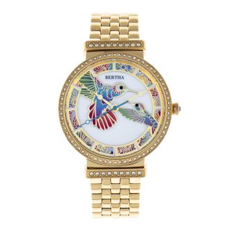 Bertha Sunglasses Womens Emily Mother-Of-Pearl Bracelet Watch - Gold Stainless Steel - One Size