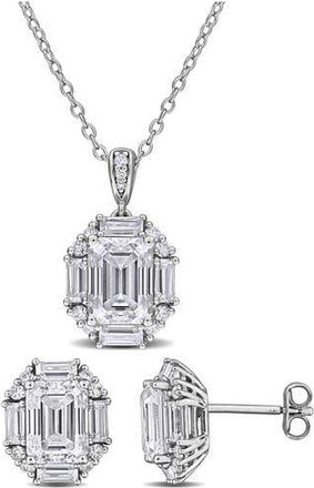 Delmar Dew Sterling Silver Lab Grown White Moissanite Stud Earrings & Necklace Set at Nordstrom Rack