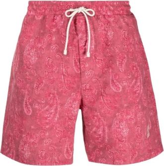 Brunello Cucinelli Raspberry Paisley Tailored Shorts, Size Small