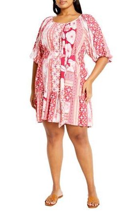 City Chic Cosmo Print Minidress in Cosmopolitan at Nordstrom Rack, Size L/20W