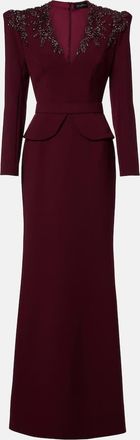 Jenny Packham Abito lungo in crêpe con perline