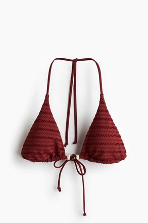 H&M Wattiertes Triangel-Bikinitop - Dunkelrot