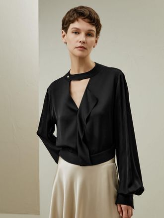 LilySilk V-neck Collared Silk Shirt for Women