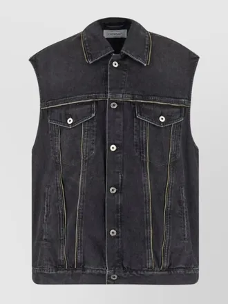 Off-white denim sleeveless oversized jacket