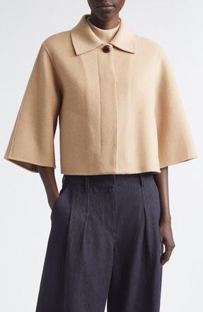 Lafayette 148 New York Double Face Wool & Cashmere Crop Jacket in Natural at Nordstrom, Size Large