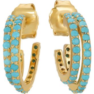 Native Gem Evil Twin Double Huggie Hoop Earrings in Turquoise at Nordstrom